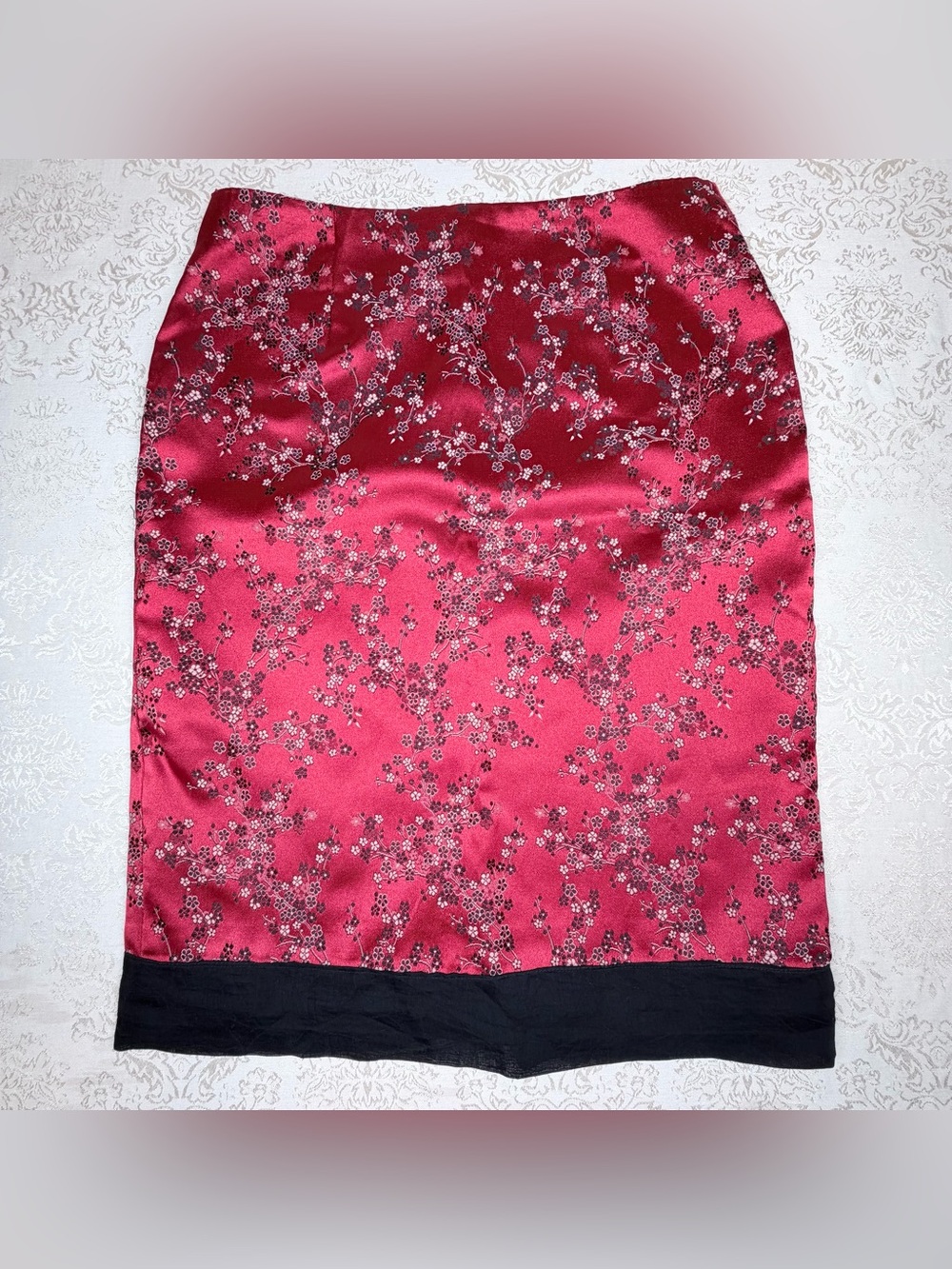 Vintage Necessary Objects Ady Gluck-Frankel Floral Satin Pencil Skirt, M